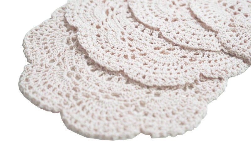Phantomon 8 Inch Doilies Crochet Round Lace Doily Handmade Placemats 100% Cotton Crocheted Coasters, Pack of 4 (Beige) - Image 4